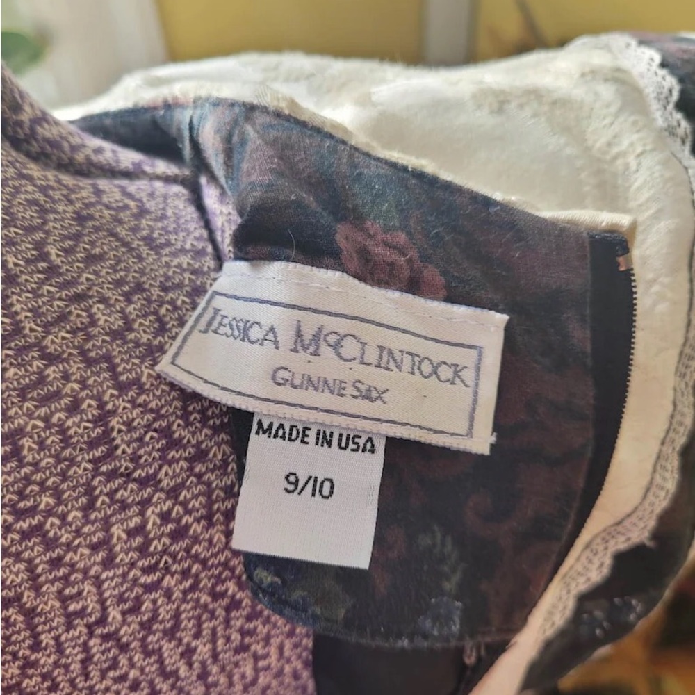 🥰🥳SOLD🥳🙏Vintage Gunne Sax 
1980's Jessica McClintock black, rose floral10US - Picture 4 of 4